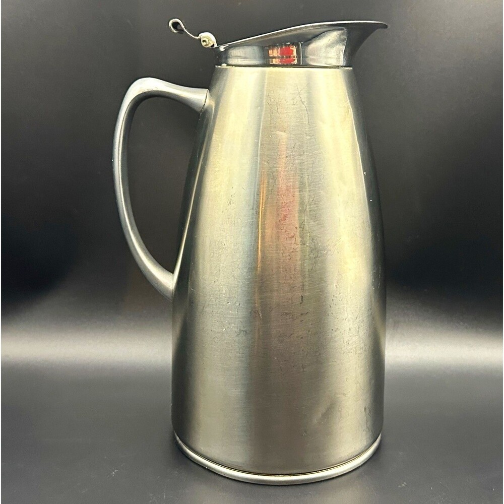 Vintage Hormel Stainless Steel Insulated Coffee Carafe Pitcher Hinged Lid MCM 8”